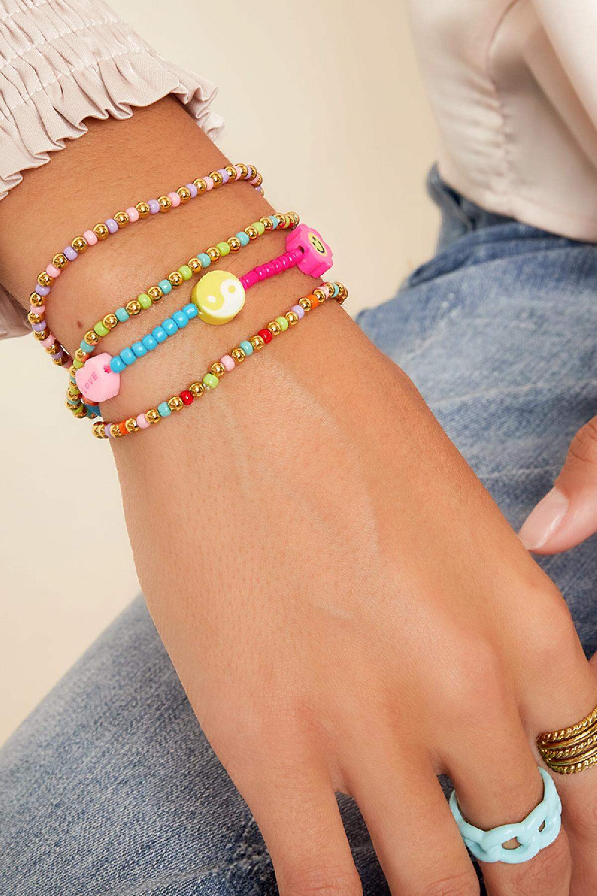 Armband farbige Perlen Multi Glas Bild3