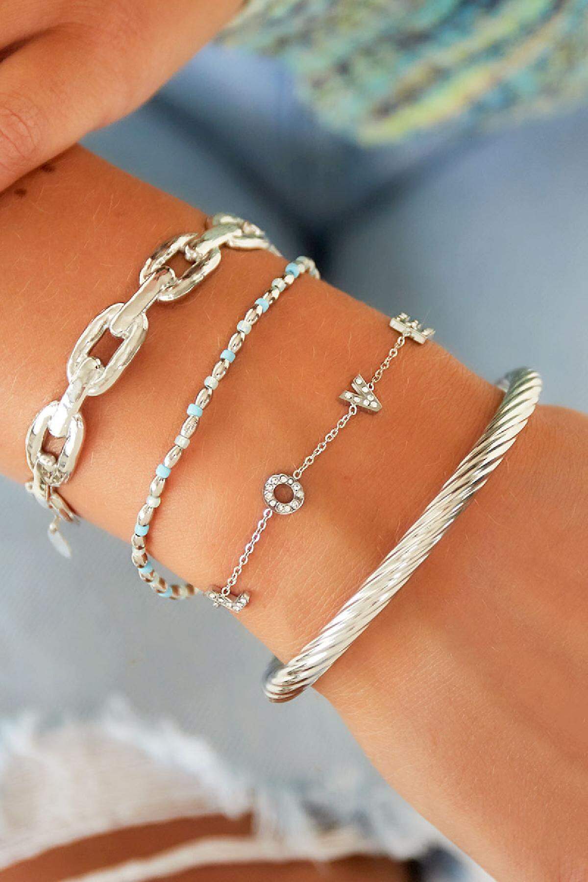 bracelet acier inoxydable amour couleur or h5 Image2