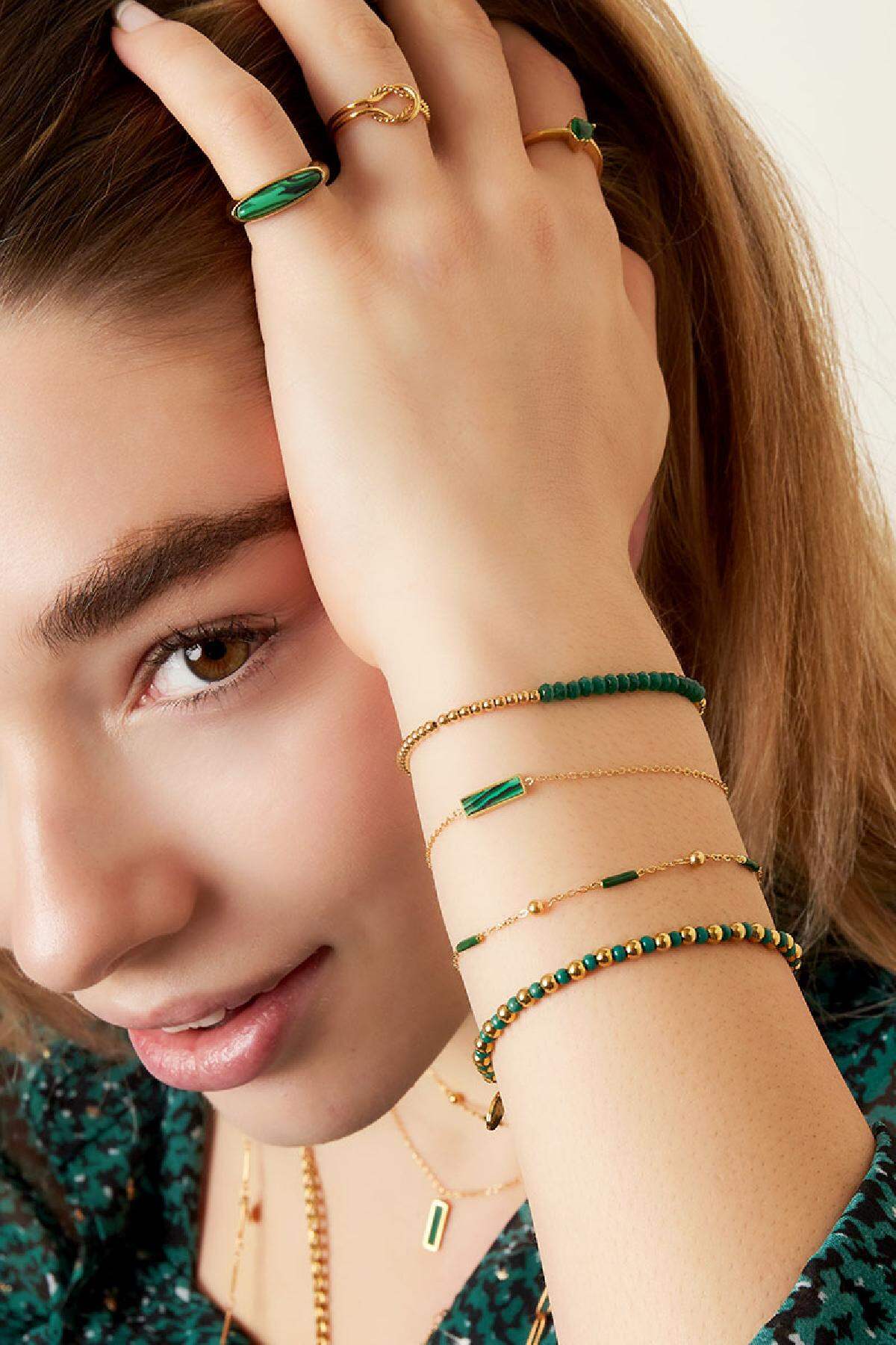Pulsera de acero inoxidable con barras Verde Imagen2
