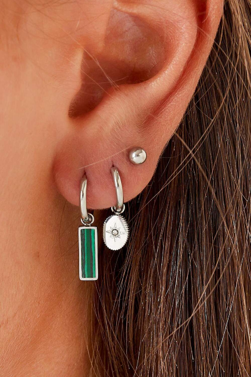 Pendientes estrella con circonitas Plata Acero inoxidable h5Imagen3
