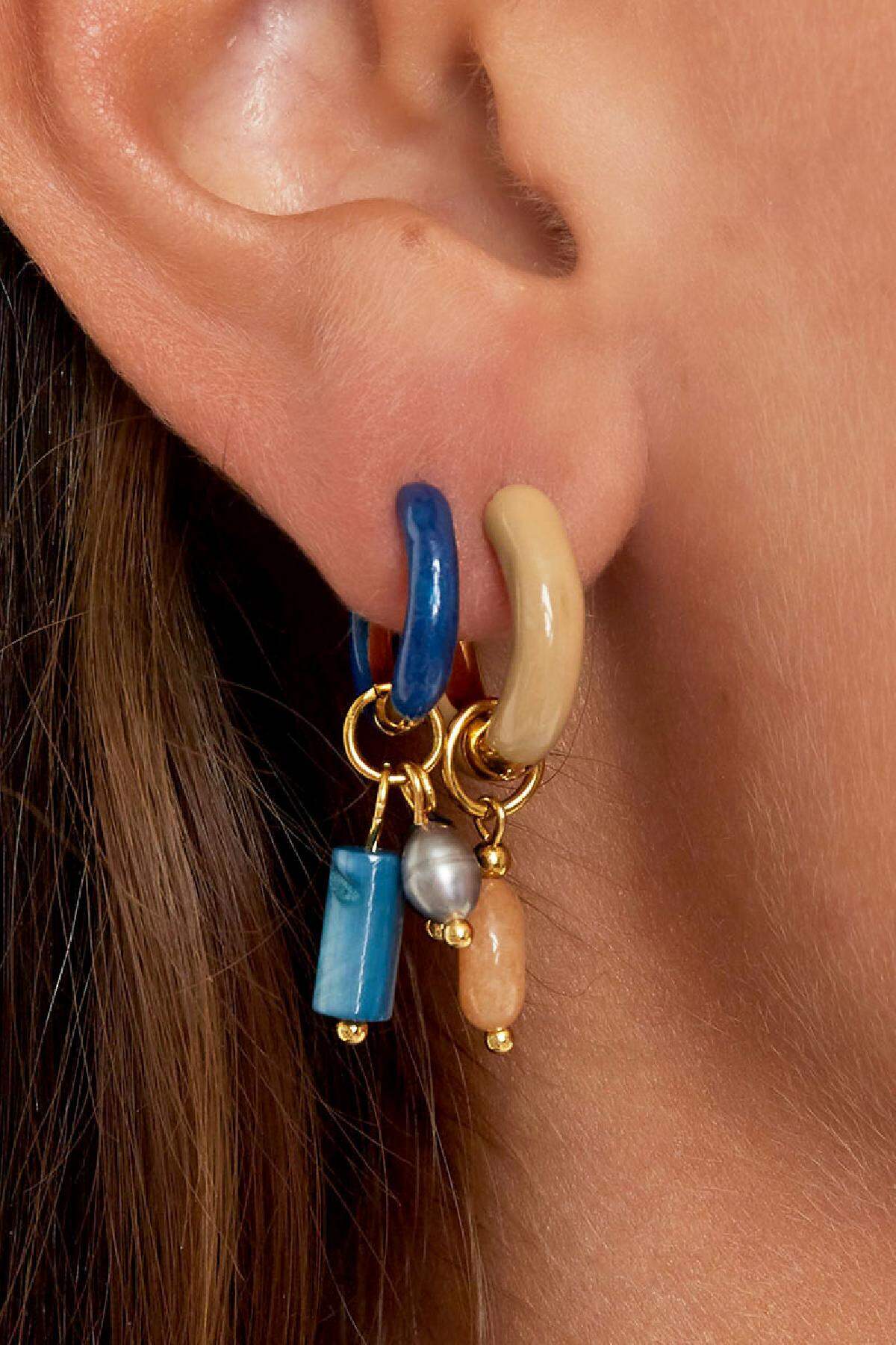 Orecchini con Charm Colorato Medio Gold Stainless Steel h5 Immagine3