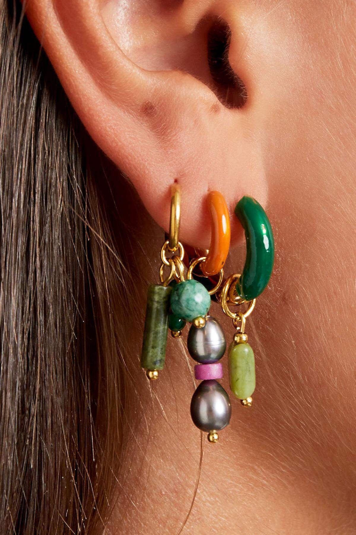Ohrringe mit farbigem Charm klein Rot Edelstahl Bild5