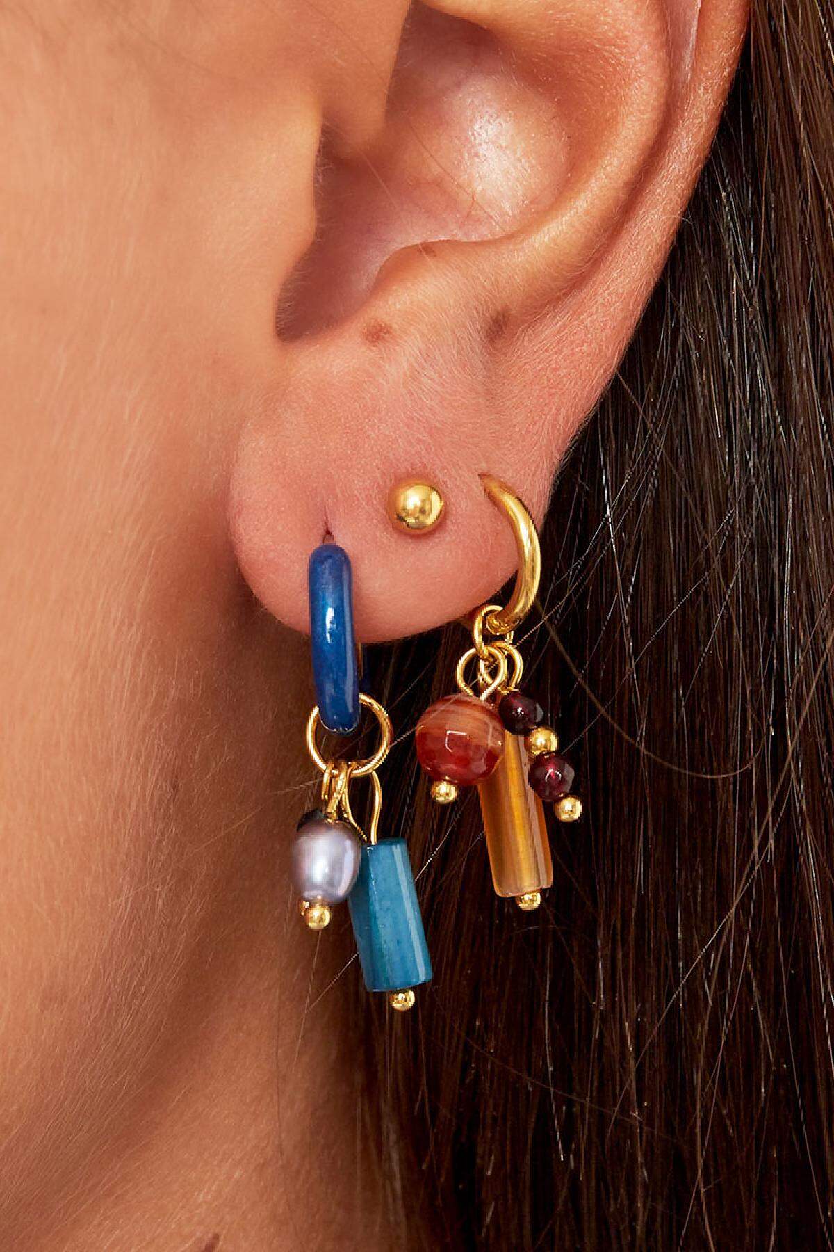 Ohrringe mit farbigem Charm klein Rot Edelstahl Bild2
