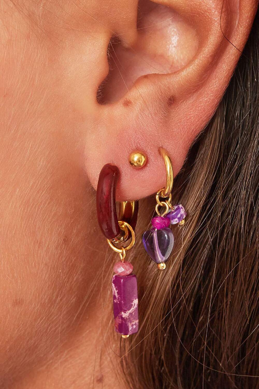 Stainless Steel Earring Natural Stones Pink h5Picture3