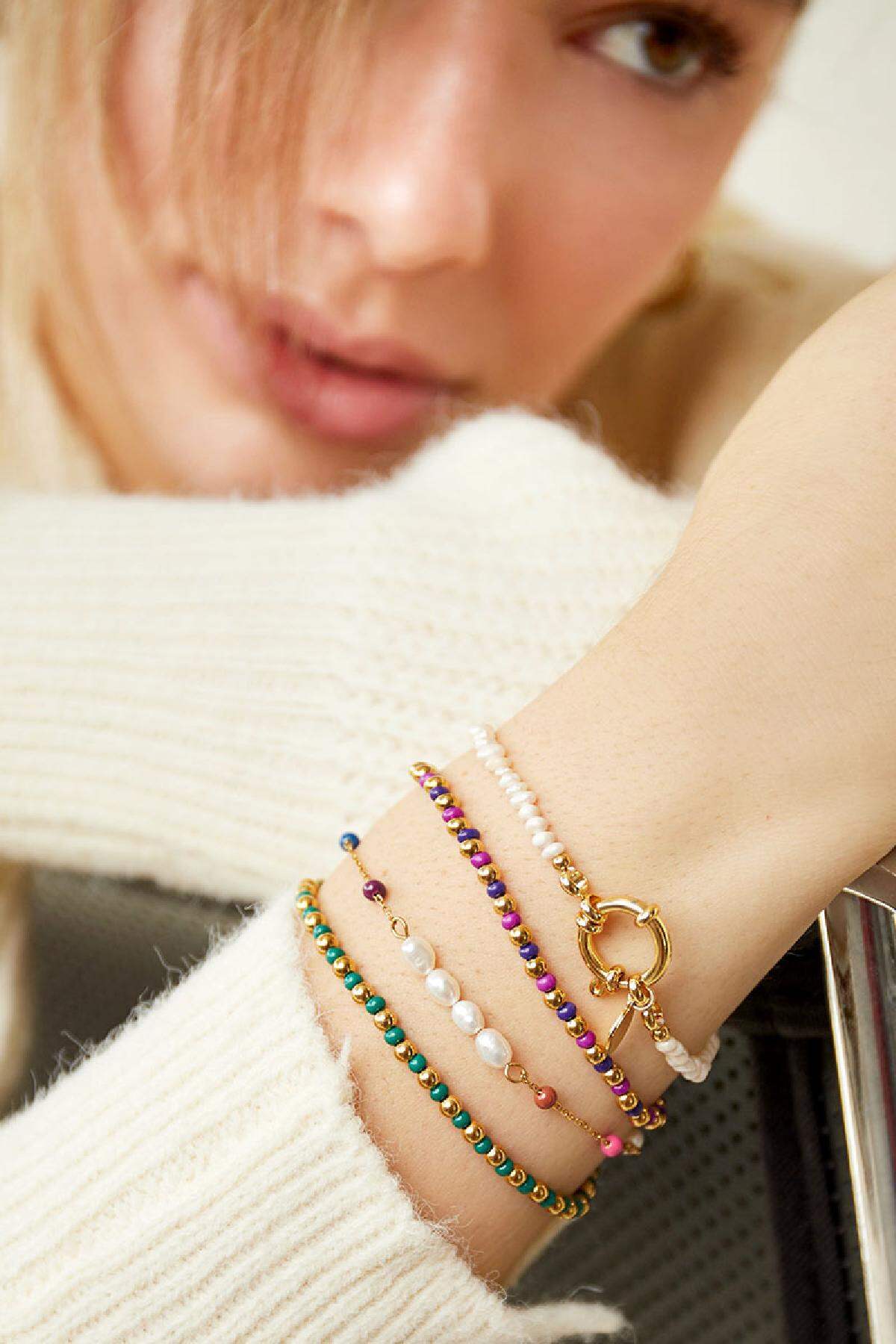 Armband zweifarbig Grün Edelstahl 2