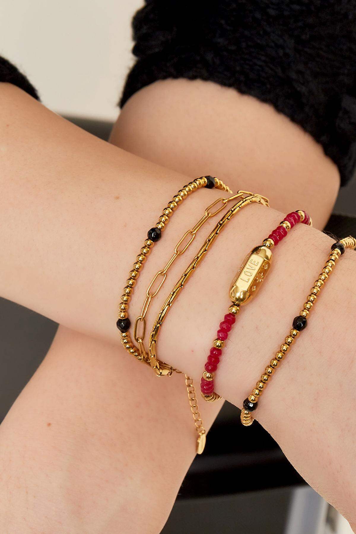 Bracelet perles d'amour Noir Acier inoxydable h5 Image2