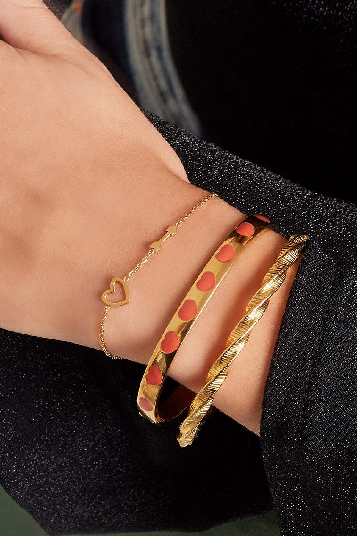 Bracelet avec breloque coeur et flèche Couleur or Acier inoxydable Image2