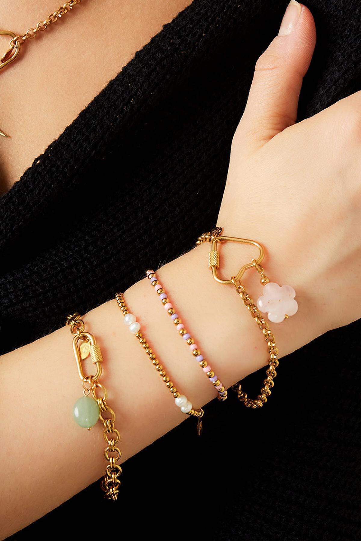 Bracciale a cuore in acciaio inossidabile Gold Stainless Steel