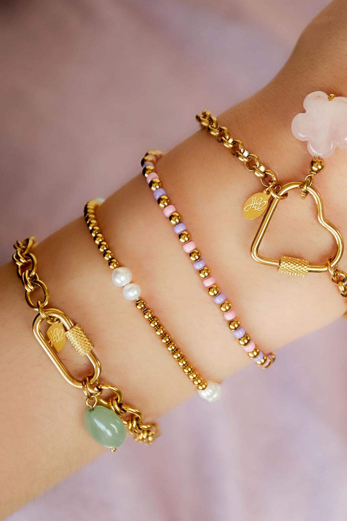 Bracciale a cuore in acciaio inossidabile Gold Stainless Steel h5 Immagine3