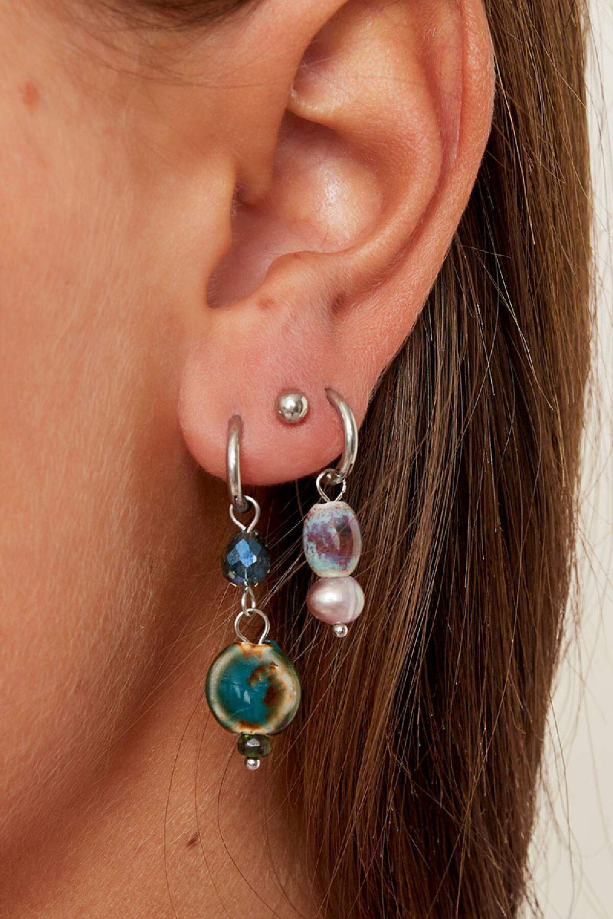 Ohrringe mit farbigem Charm klein Silber Edelstahl h5 Bild3