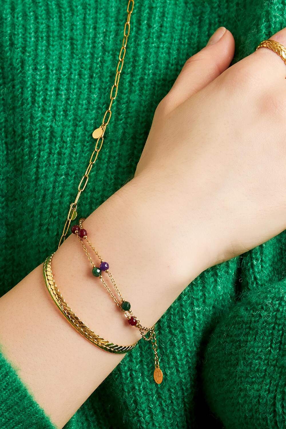 stainless steel bracelet with colorful stones h5Picture3