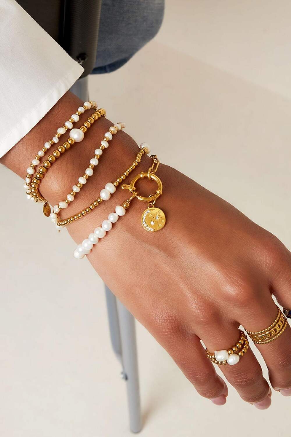 Armband Parelmoer Kant Goud Kleur Stainless Steel h5Afbeelding2