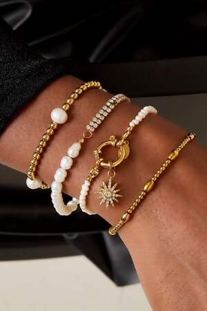 Bracciale in acciaio inossidabile perle Gold Stainless Steel h5 Immagine2