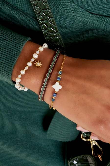 Bracciale di perle con ciondolo stella Gold Stainless Steel