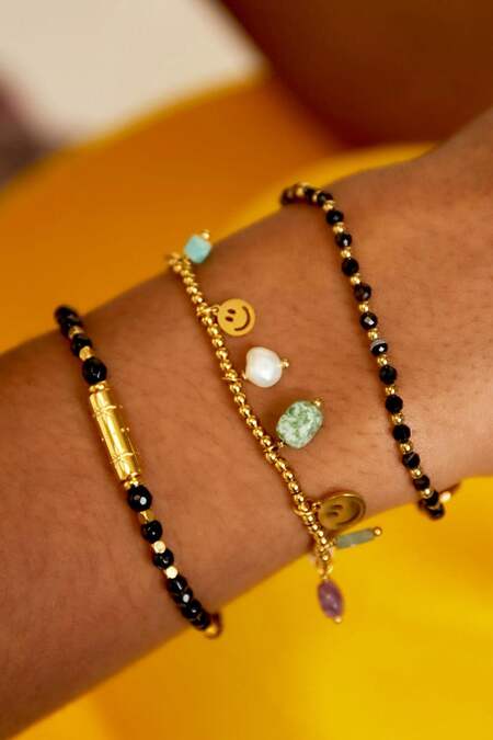 Bracelet colored beads Black agate