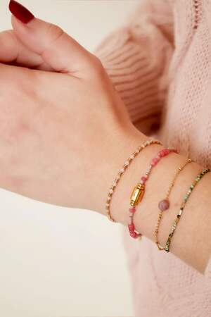 Perlenarmband aus Edelstahl Rosa Stein h5 Bild2