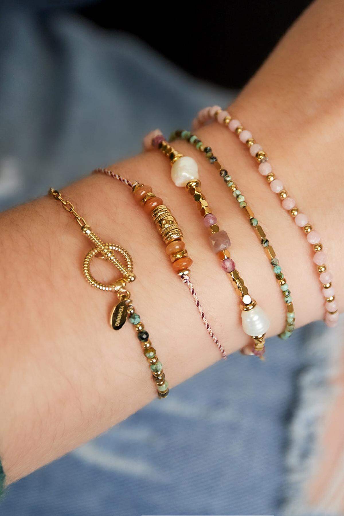 Bracciale in Acciaio Inossidabile con Perline Gold Stainless Steel h5 Immagine2