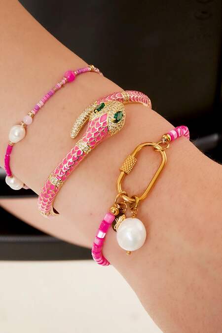 Bracciale di perline con perle Beige Stainless Steel