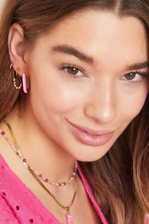 Regtangle earrings color Coral Stainless Steel h5 Picture4