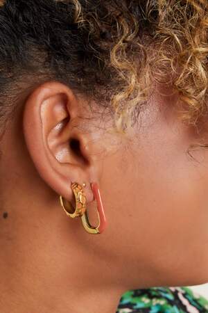 Regtangle earrings color Coral Stainless Steel h5 Picture5