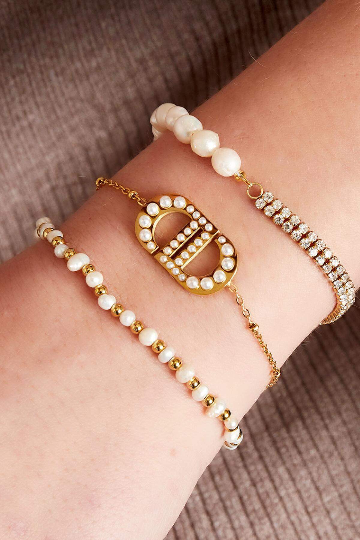 Armband Good Life parels Goud kleur Stainless Steel Afbeelding2