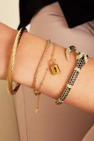 Bracciale a strati con lucchetto Gold Stainless Steel h5 Immagine2