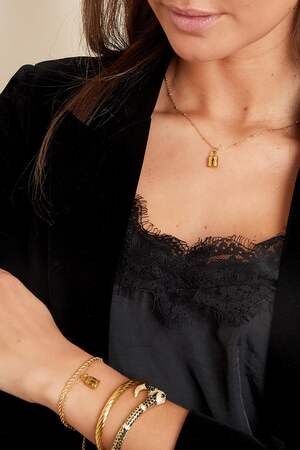 Bracciale a strati con lucchetto Gold Stainless Steel h5 Immagine3