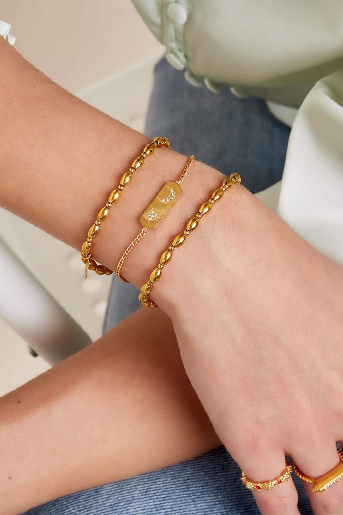 Bracelet star & moon Gold Color Stainless Steel Picture2