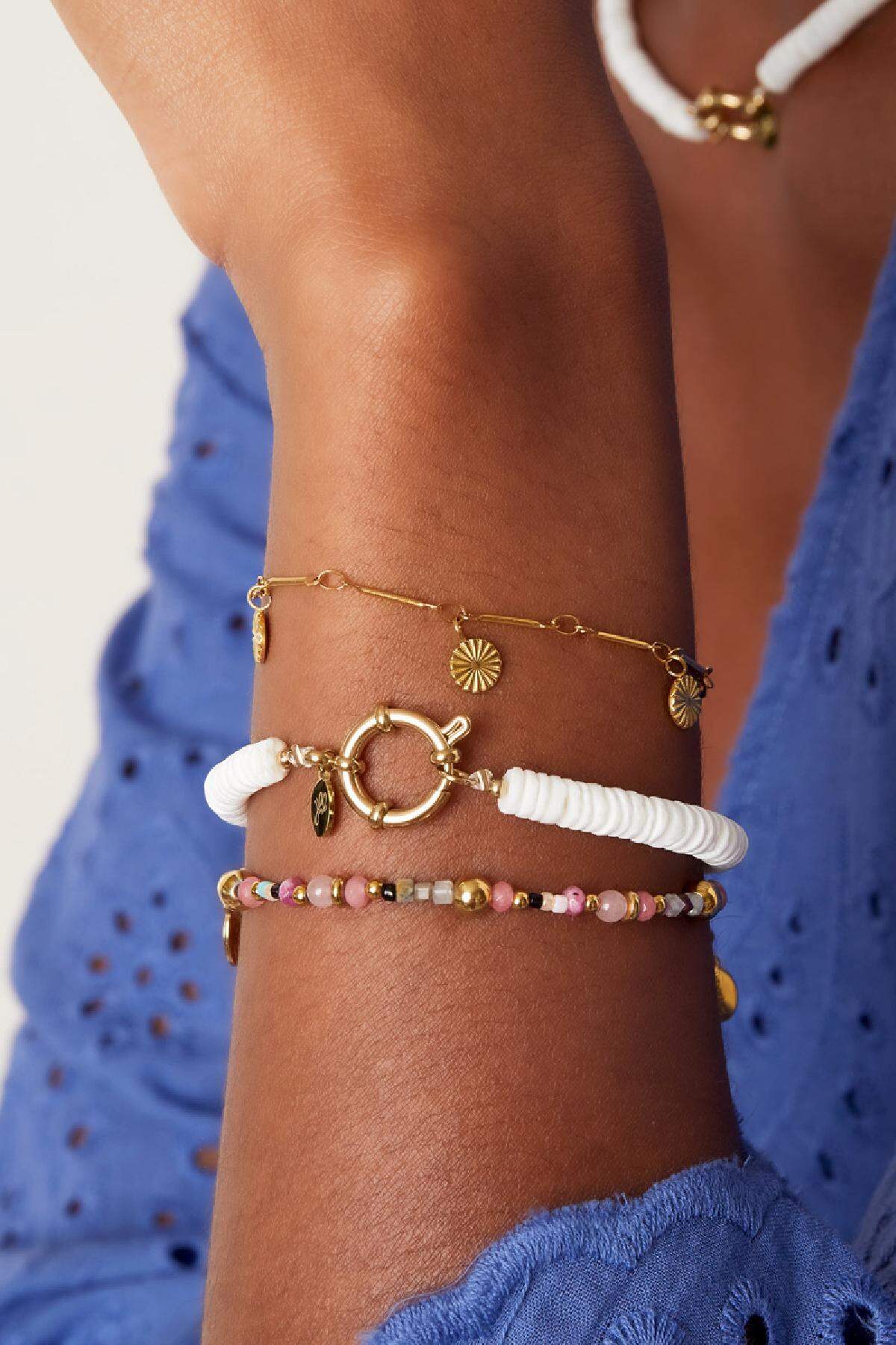 Bracelet with circle charm Gold Color Stainless Steel 2