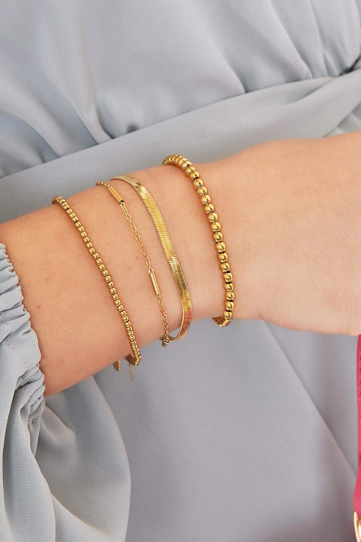 Brazalete de acero inoxidable con doble cadena Plata Imagen3