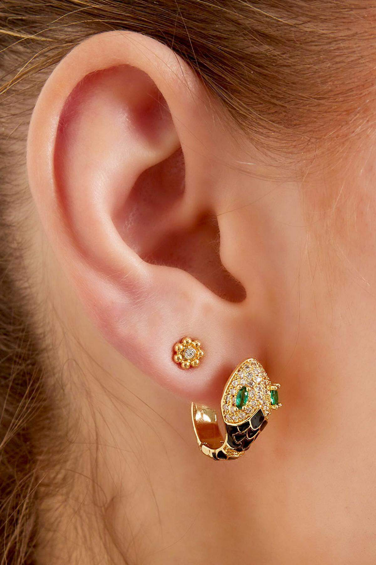 Snake earrings with zircon stones Pink Copper Picture3