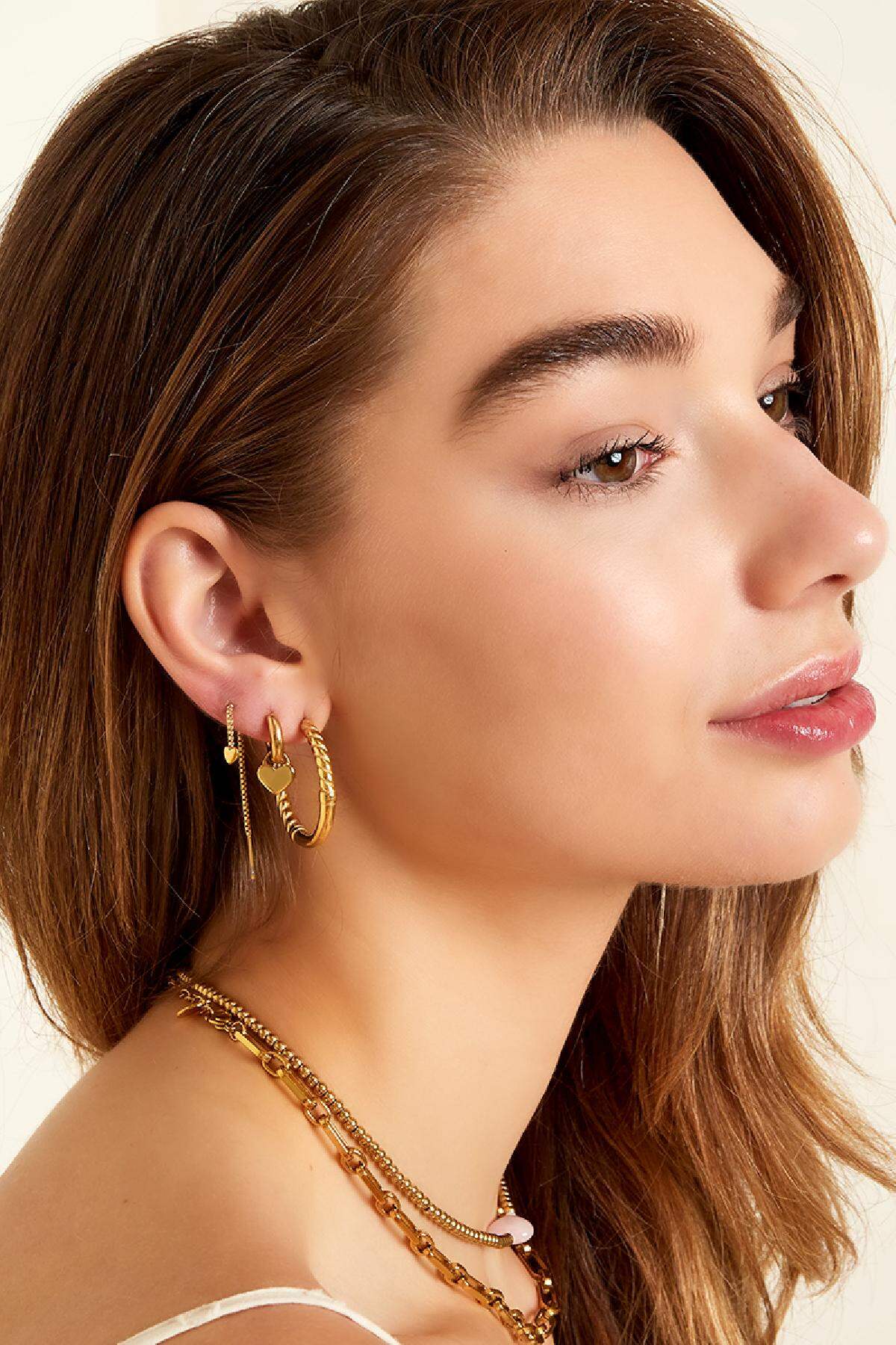 Boucles d'oreilles créoles détail torsadé - grand Acier inoxydable Image2
