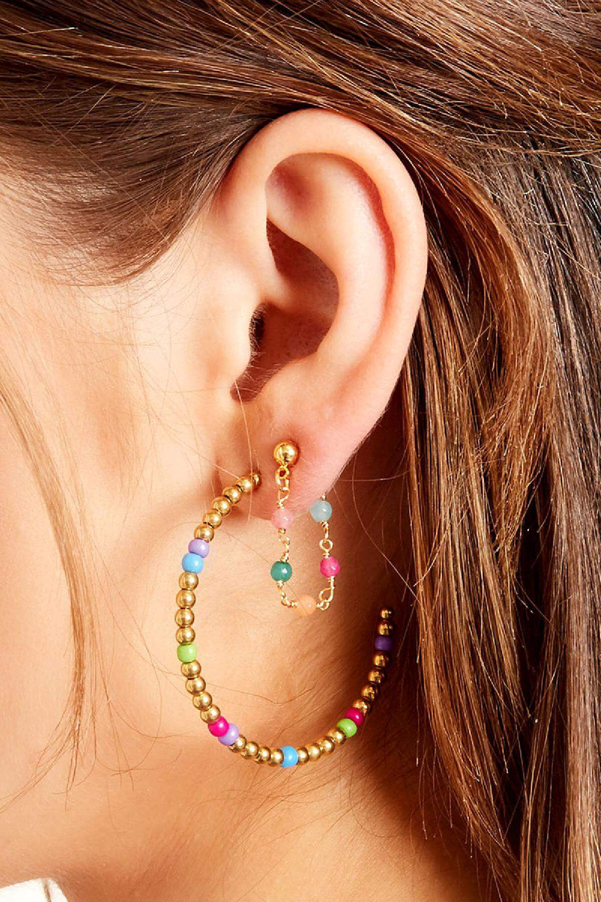 Pendientes de cadena de colores - colección #summergirls Plata Cobre Imagen3