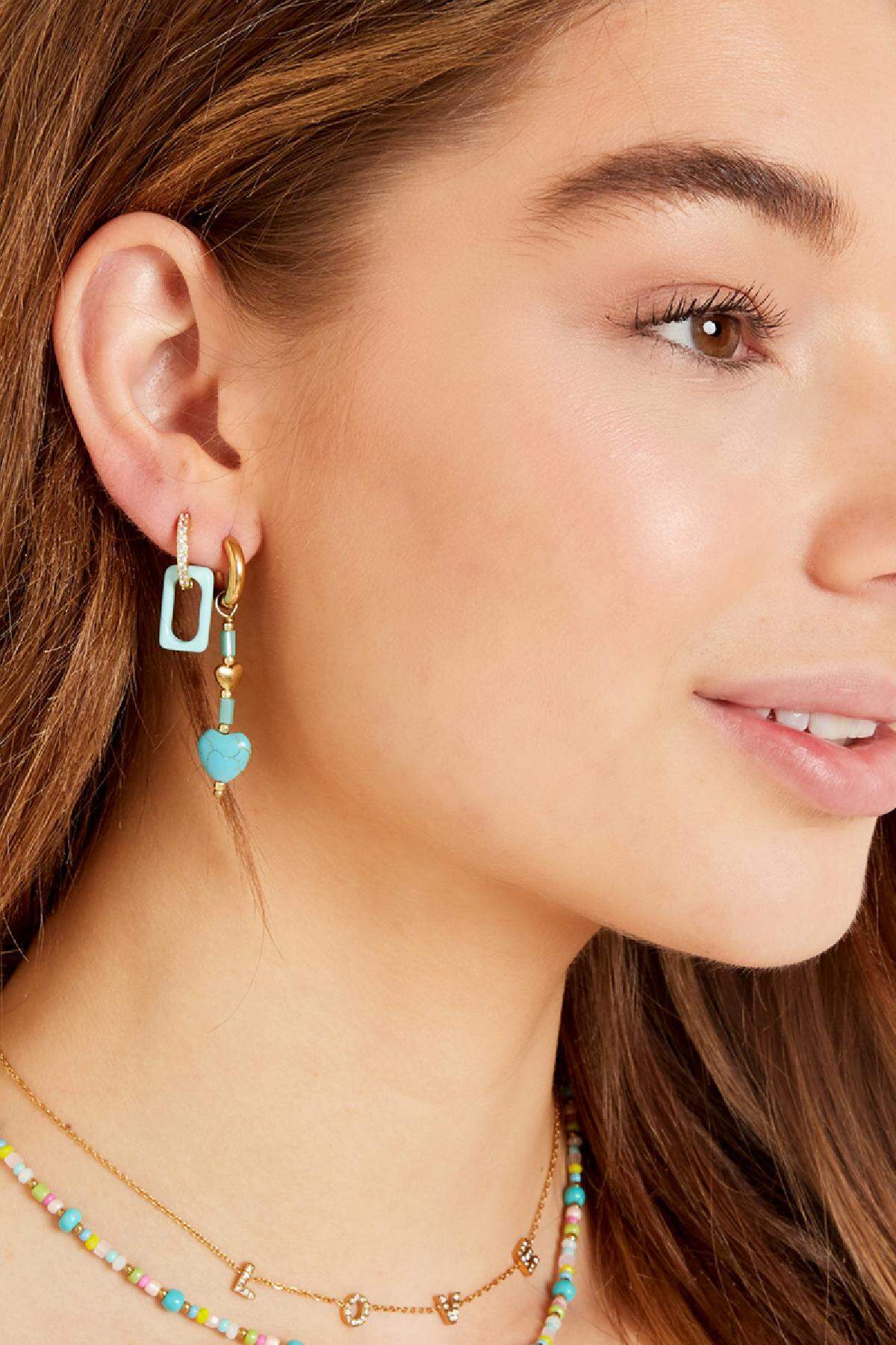 Ohrringe mit blauen Herzen - #summergirls-Kollektion Blau & Goldfarbe Stone h5 Bild2