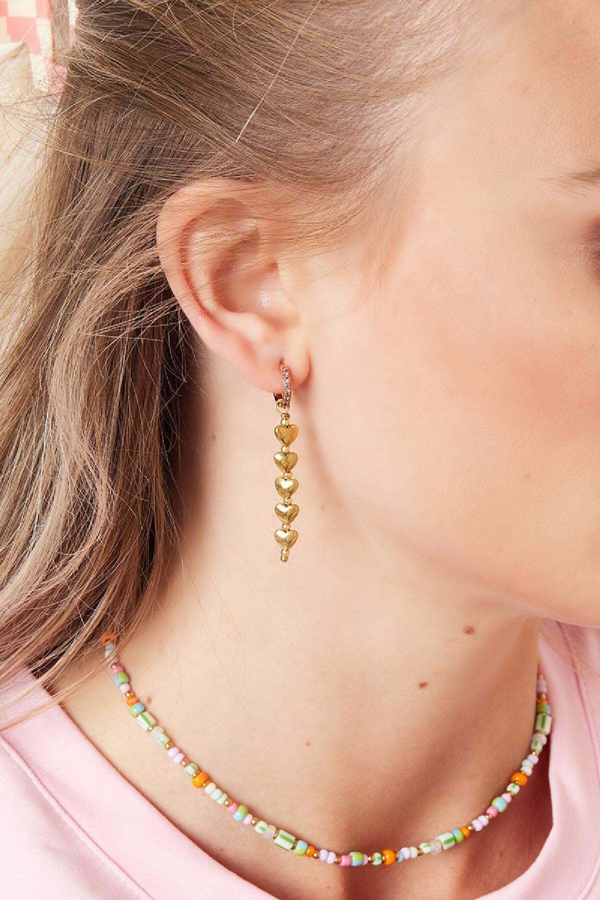 Five hearts earrings - #summergirls collection Pink & Gold Color Hematite h5 Picture2