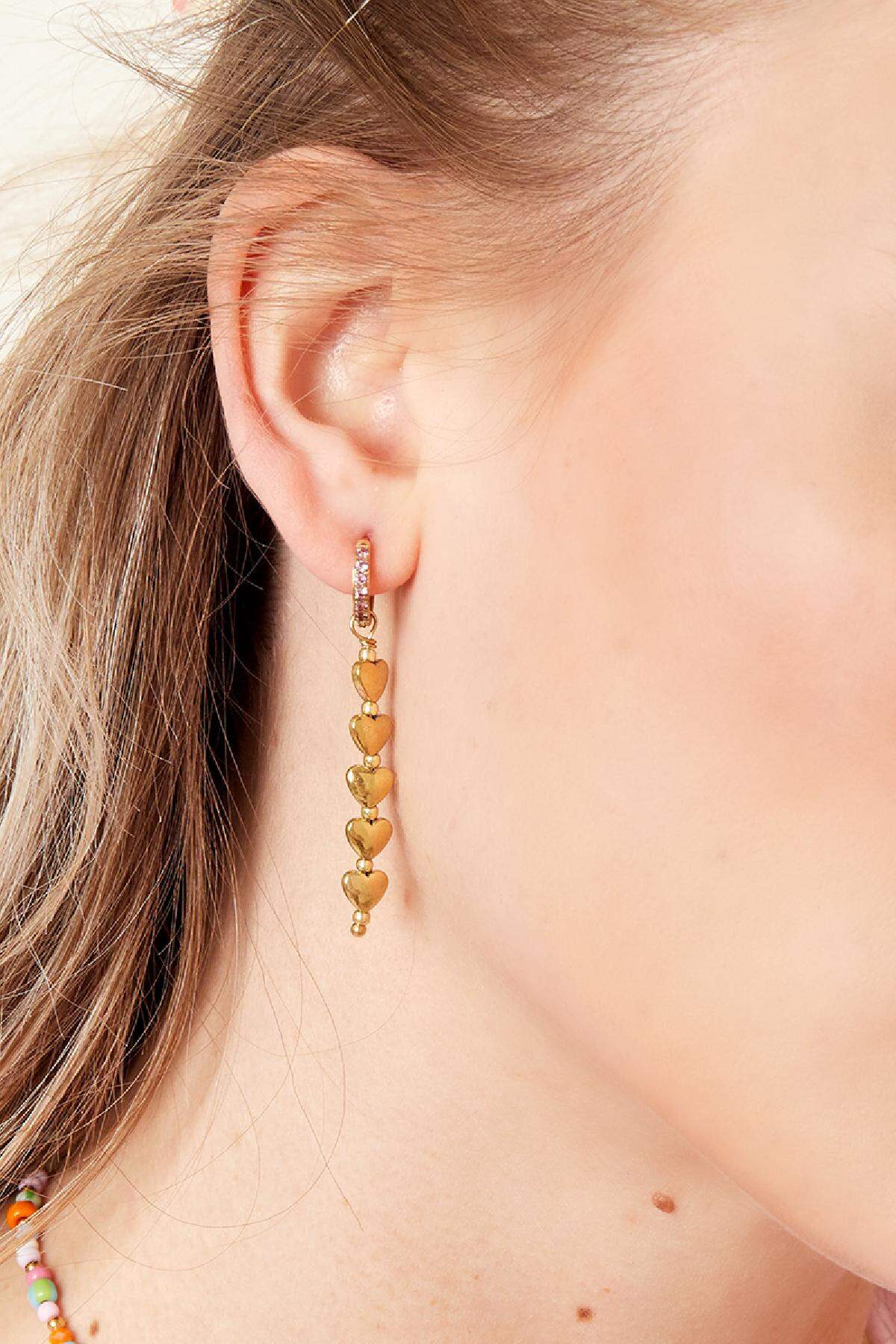 Five hearts earrings - #summergirls collection Pink & Gold Color Hematite h5 Picture3