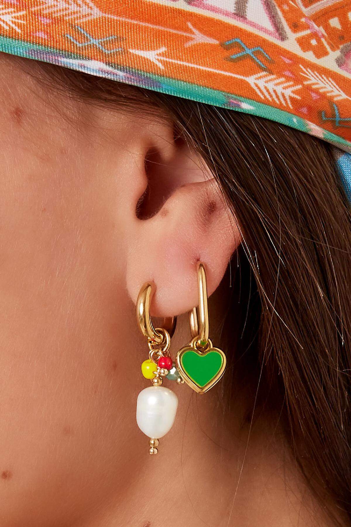 Boucles d'oreilles coeur de couleur Rosé Acier inoxydable Image3