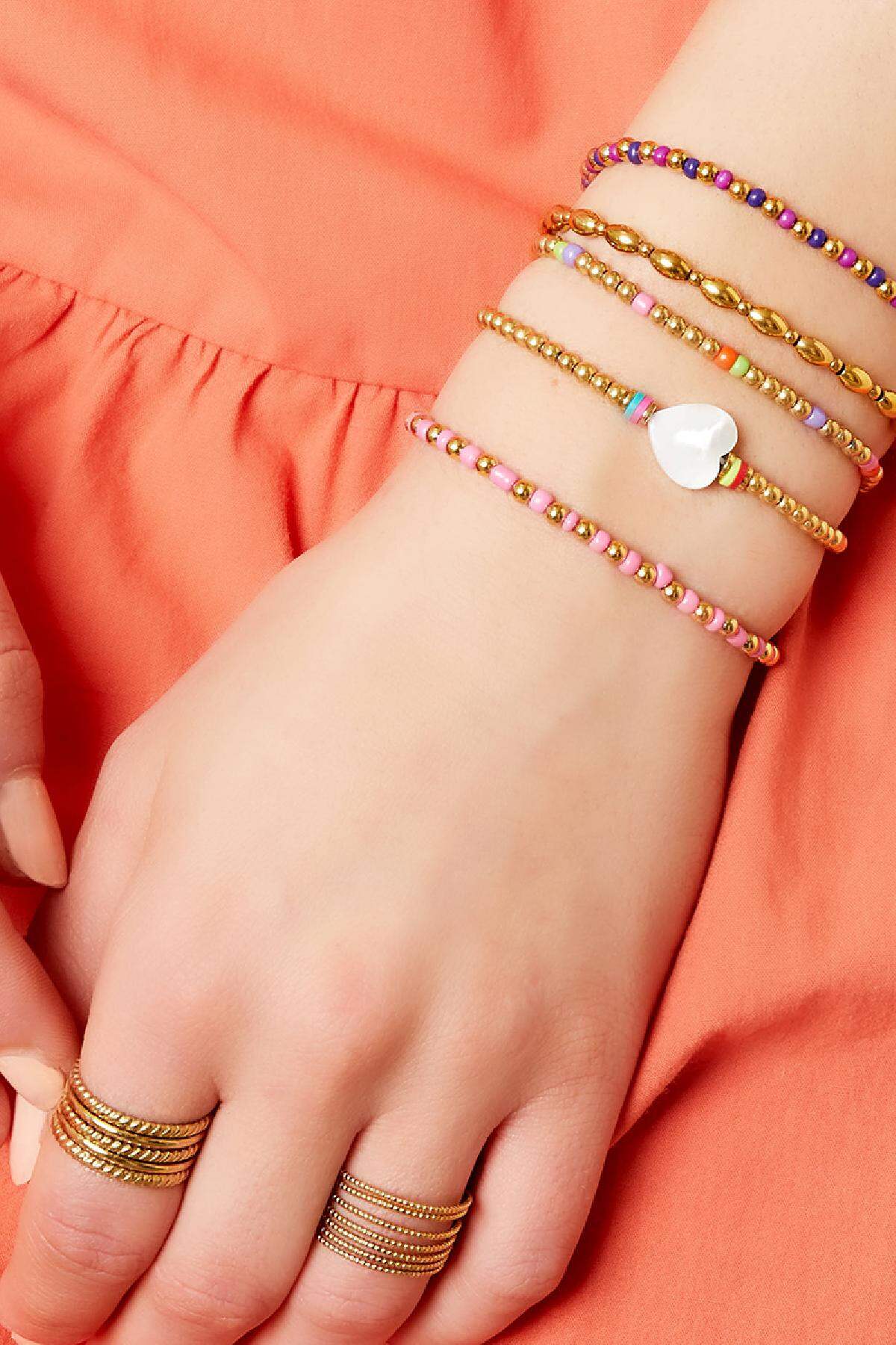 Perlenherzarmband - #summergirls-Kollektion Goldfarbe Schale h5 Bild3