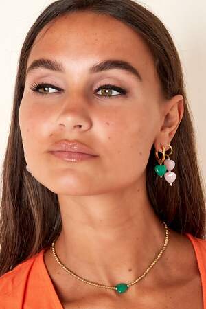 Doppelherz-Ohrringe - #summergirls-Kollektion Grün & Goldfarbe Edelstahl h5 Bild3