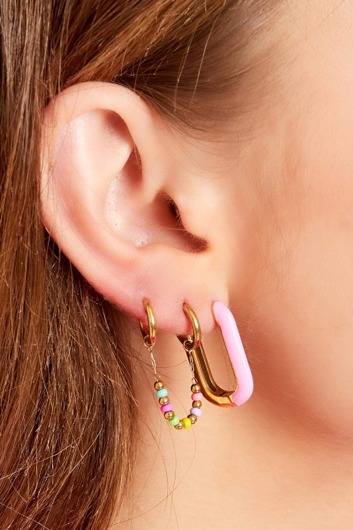 Bunte Kettenohrringe - #summergirls Kollektion Goldfarbe Edelstahl Bild2