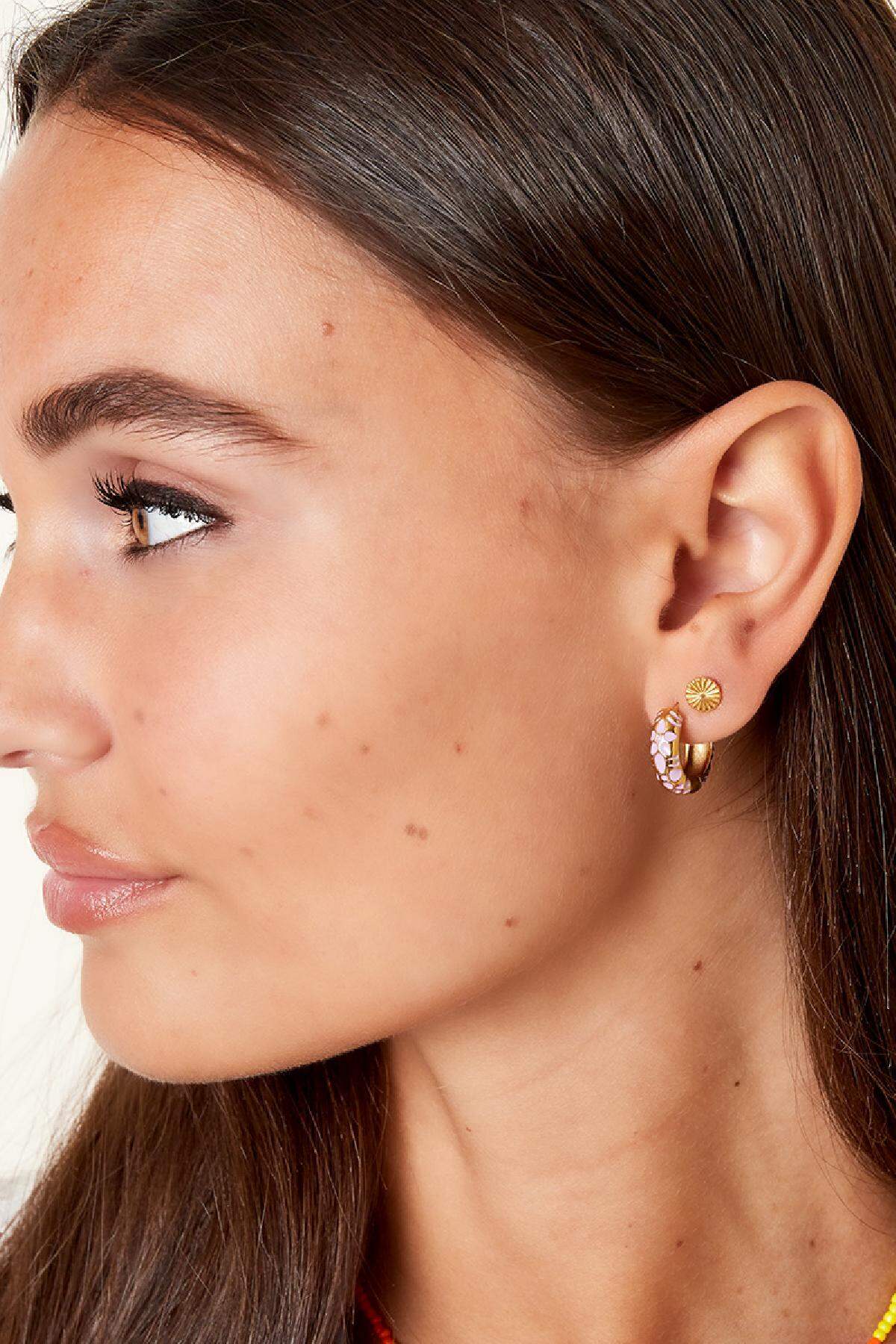 Boucles d'oreilles en acier inoxydable avec motif fleur Violet h5 Image2