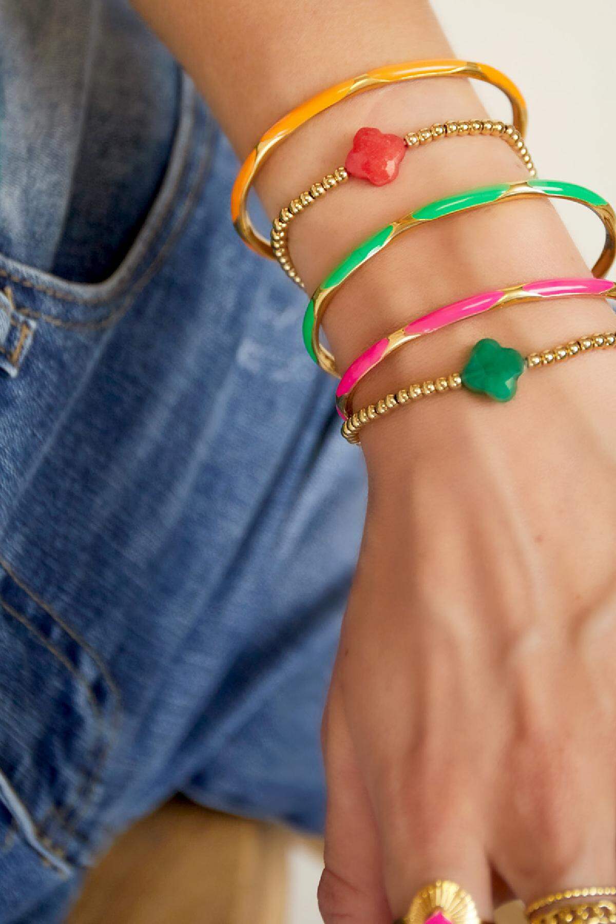 Bracciale rigido punti Fuchsia Stainless Steel h5 Immagine2