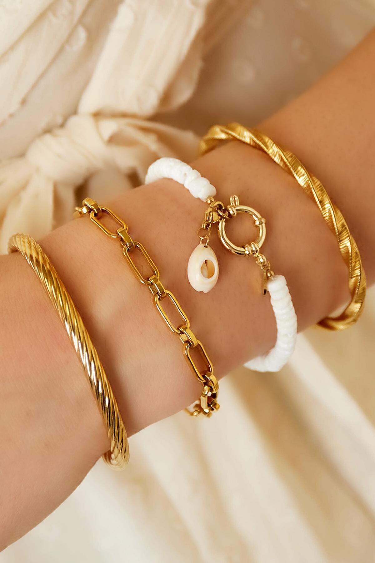 braccialetto a maglie Gold Stainless Steel h5 Immagine2
