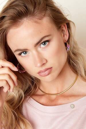 Earrings with colorful flowers White Gold color Stainless Steel h5 Picture3