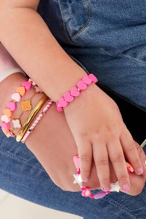 Kids - bracciale con cuori estate - Collezione mamma-figlia Green polymer clay h5 Immagine2
