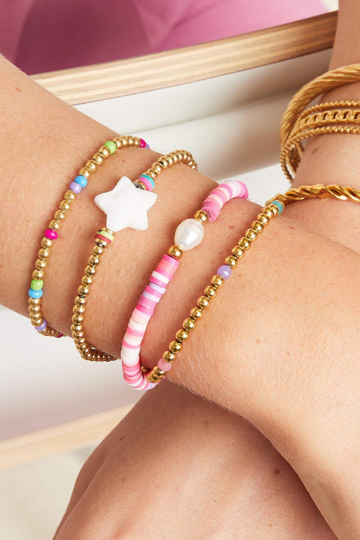 Bracelet perles colorées - collection #summergirls Rosé polymer clay Image4
