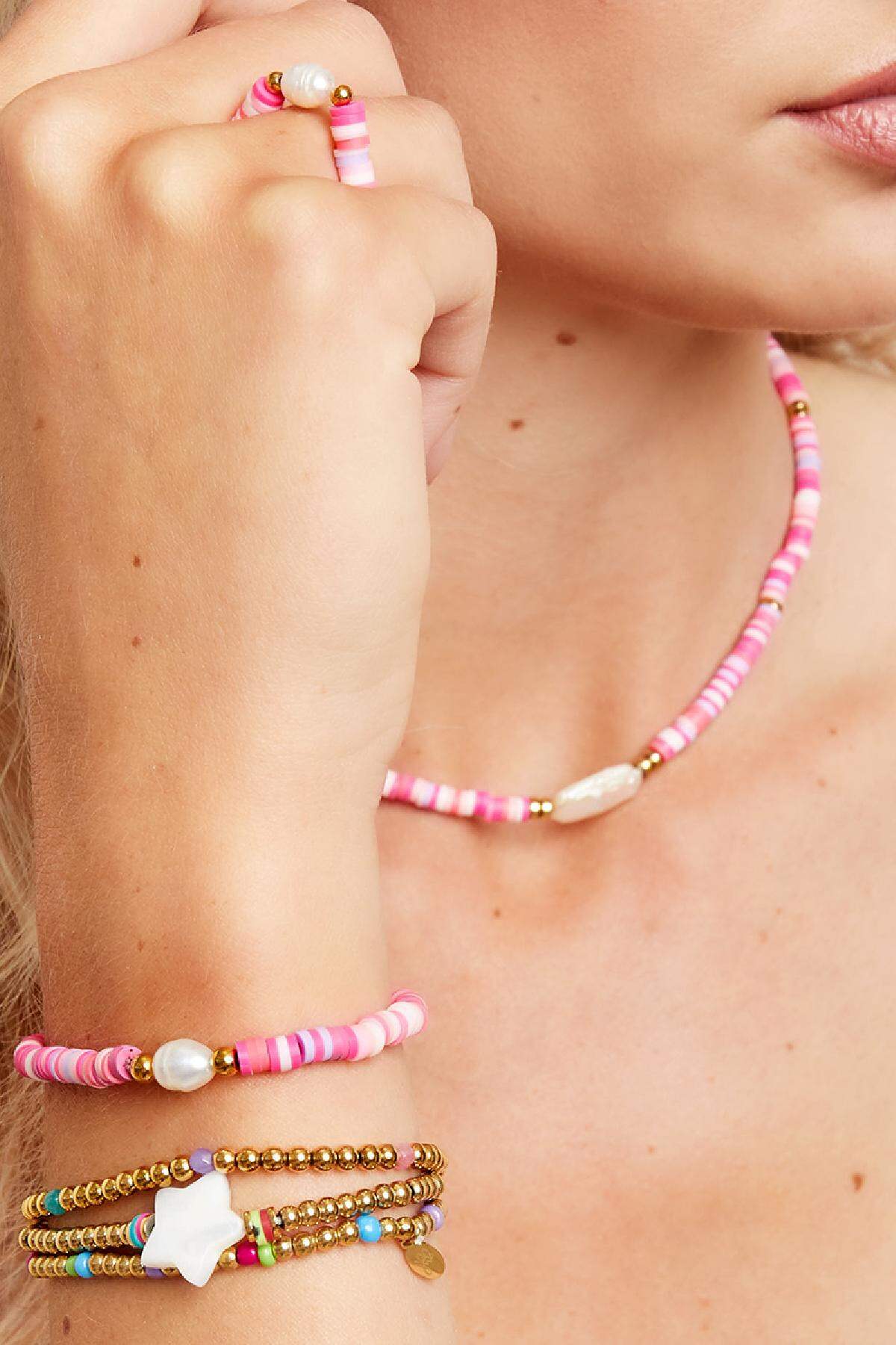 Bracelet perles colorées - collection #summergirls Rosé polymer clay Image2