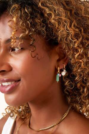 Pendientes colgantes de perlas Color dorado Acero inoxidable h5 Imagen2