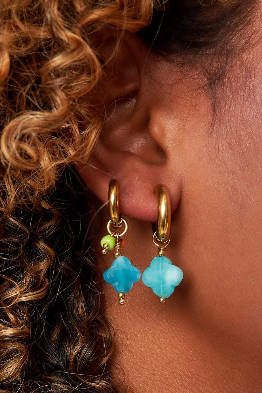 Pendientes colgantes de tréboles Rojo Acero inoxidable h5Imagen3