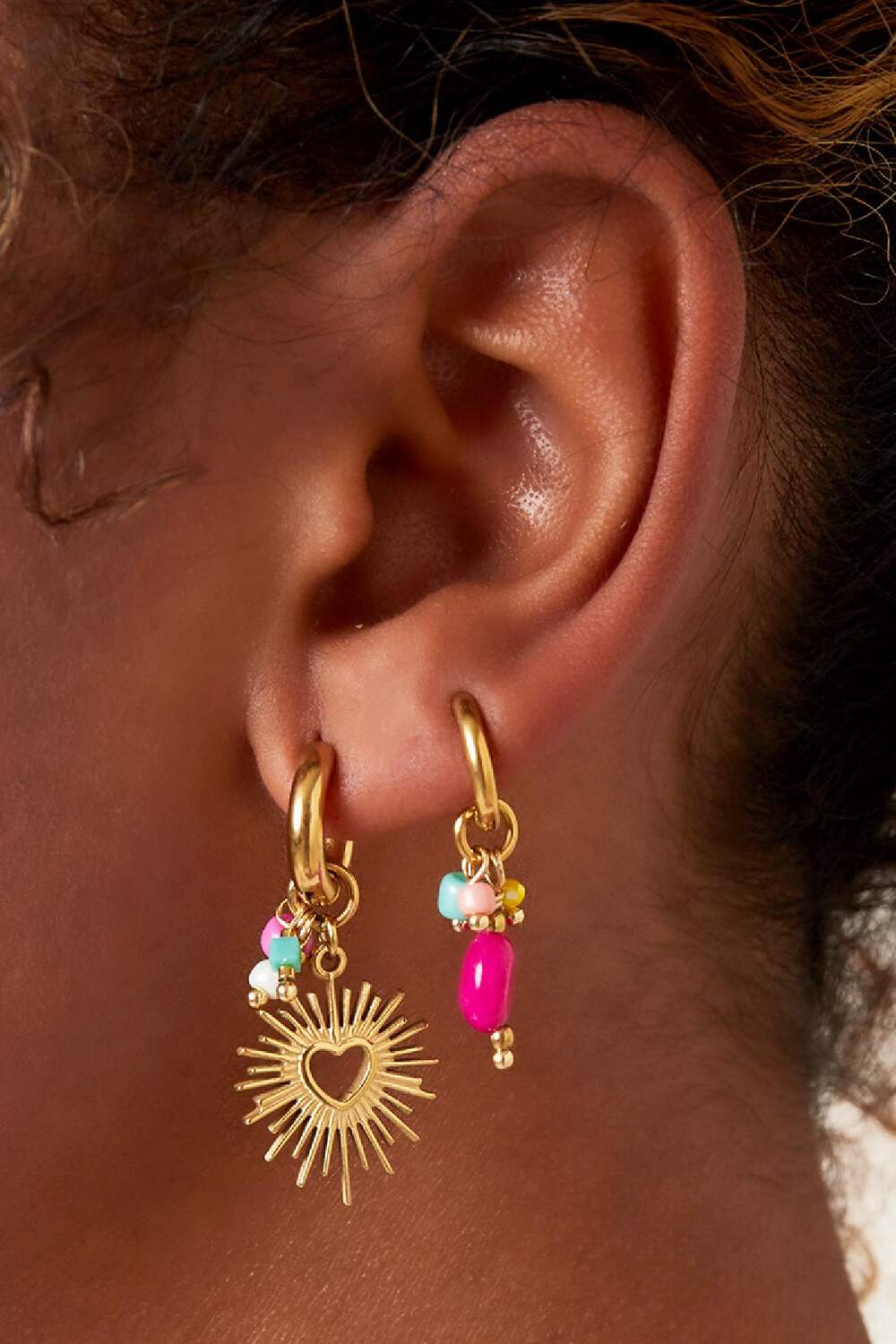 Dangling oval earrings Rose Stainless Steel h5Picture5